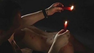 BDSM Bondage Teen dihukum memukul jimat lilin