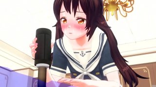 Gadis hentai Jepang menunjukkan handjob sempurna dengan dua mainan asmr