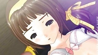 Siswi anime 3D kucir mendapat celah digosok