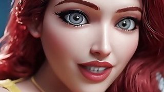 Berambut merah dengan payudara besar menidurimu dan ingin menjadi creampied dalam gaun kuningnya - ai