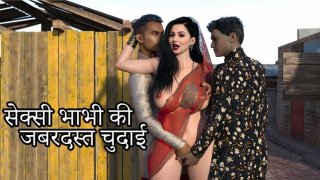 Desi Bhabhi mendapat kacau ganda oleh orang asing - payudara besar, vagina ketat, threesome panas