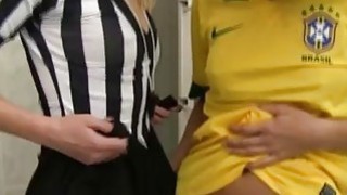 Brazilian player romping the referee